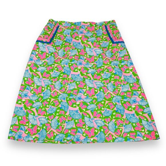 Vintage Lilly Pulitzer Skirt 16 Butterfly Fans Dorothy Bullitt 80s USA Rare New - Picture 1 of 11